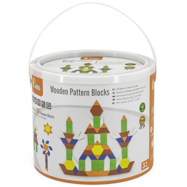 Juego De Bloques Geometricos De Madera. 250 Pzas.