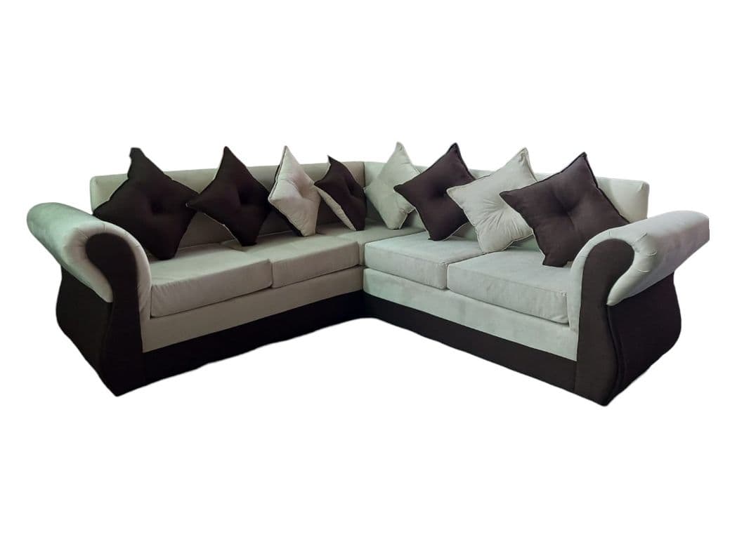 Seccional 5 cuerpos Marsella lino felpa beige cafe