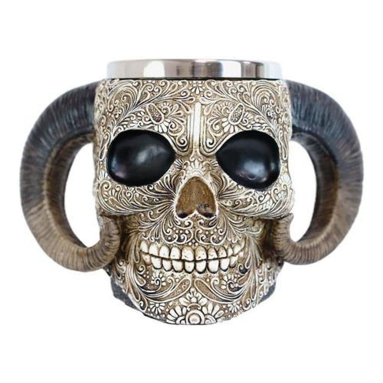 Taza Tazon Mug Cervecero Vikingo 3d Medieval Cuernos - Negro.
