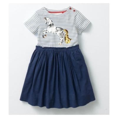 Vestido Manga Corta Nina Falda Unicornio Azul Petroleo 5