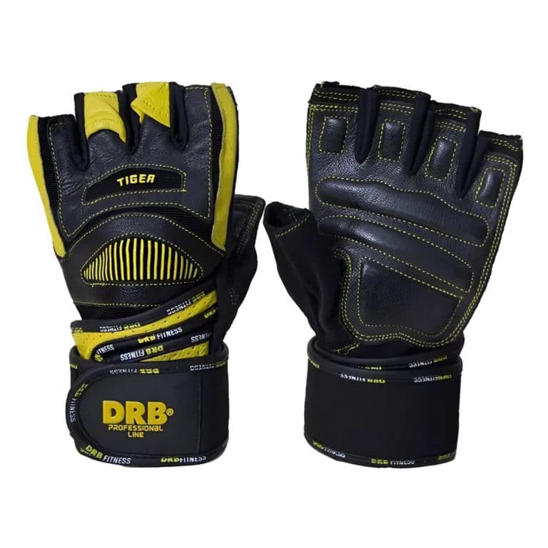Guantes Gimnasio Tiger Cuero Con Munequera Pesas Amarillo XL