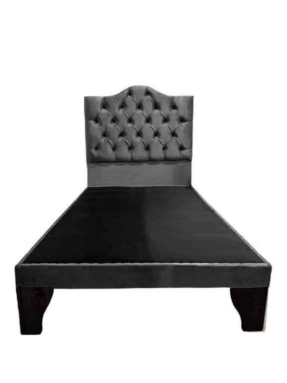 Cama Plaza y media Gris Oscuro Incluye Base Respaldo