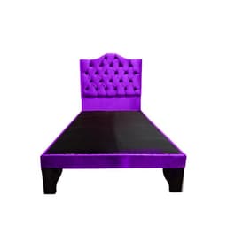 Cama 1,5 Plazas Ovalado, Incluye Base y Respaldo Morado