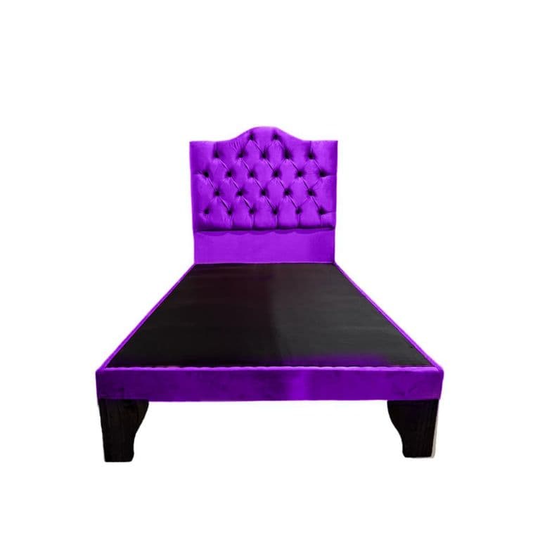Cama 1,5 Plazas Ovalado, Incluye Base y Respaldo Morado