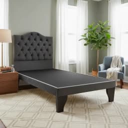 Cama 1,5 Plazas Ovalado, Incluye Base y Respaldo Negro