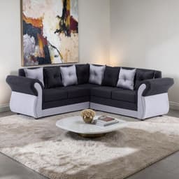 Seccional 5 cuerpos Marsella lino felpa negro gris