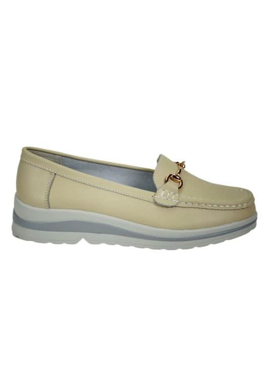 Mocasin Cuero Margy Beige Beige 38