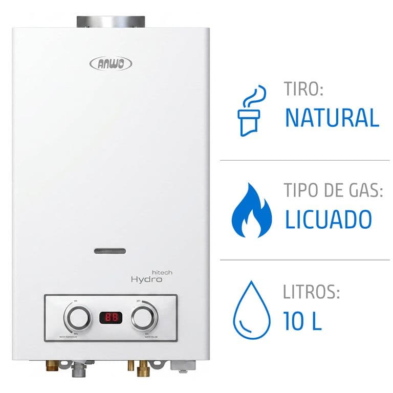 Calefont 10 Litros Gas Licuado Tiro Natural Hitech Hydro 20