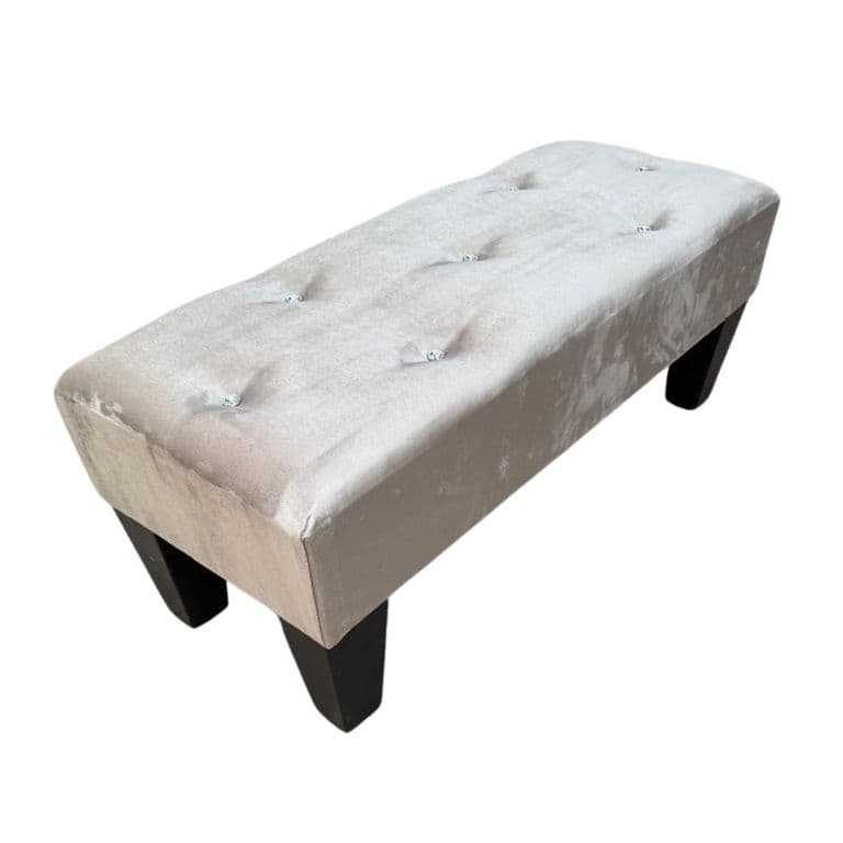 Banqueta Botone Beige Felpa 100x40x40 Muebles Rimar