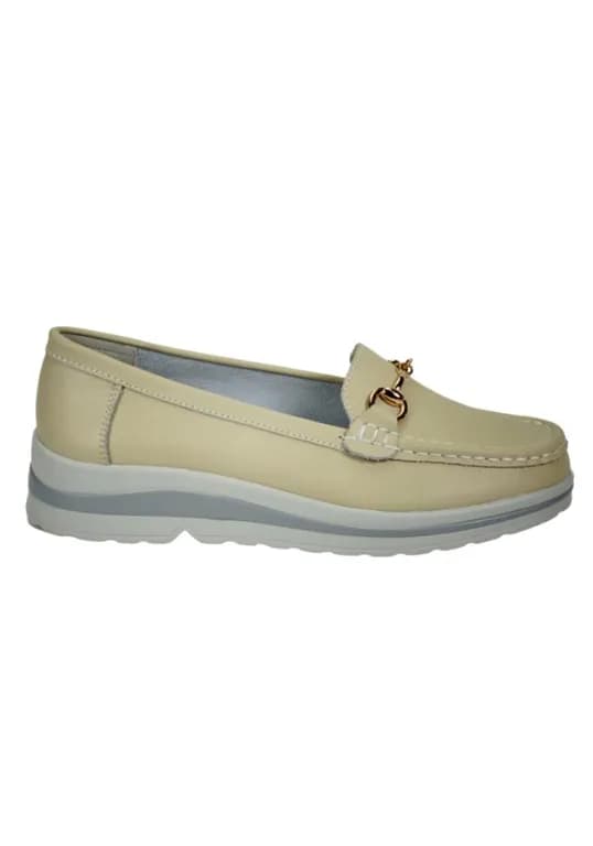 Mocasin Cuero Margy Beige Beige 41