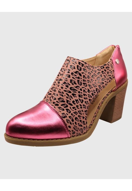 Botines de taco alto Fucsia de Mujer con Tunel Animal Print Danicolle Fucsia 36