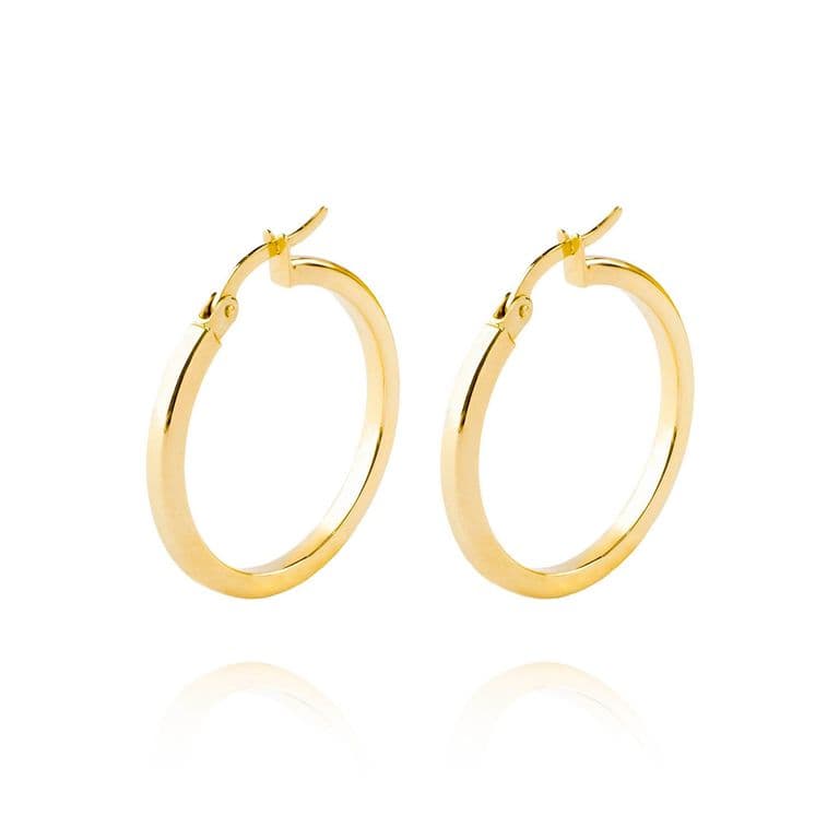 Aros de Oro 18kt Argollas Tubo de 20mm Amarillo 20