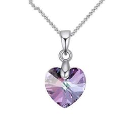 Collar Colgante Cristal Lila VL Plateado Lila TALLA UNICA