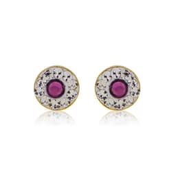 Aros de Oro 18kt Circulo de Amatista Amarillo 2