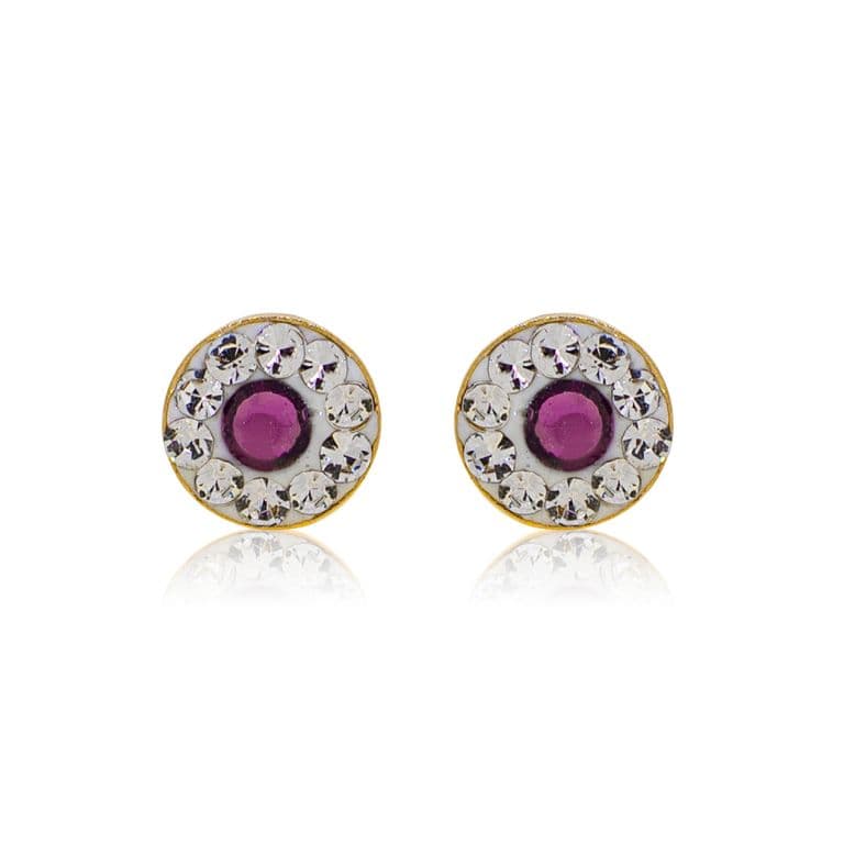 Aros de Oro 18kt Circulo de Amatista Amarillo 2