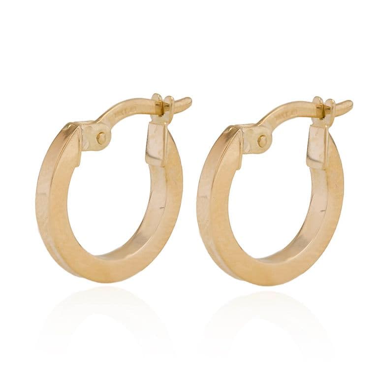 Aros de Oro 18kt Argollas Tubular Amarillo 10