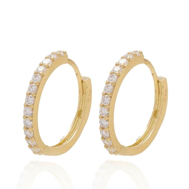 Aros de Oro 18kt Argollas Circones de Riel Amarillo 15