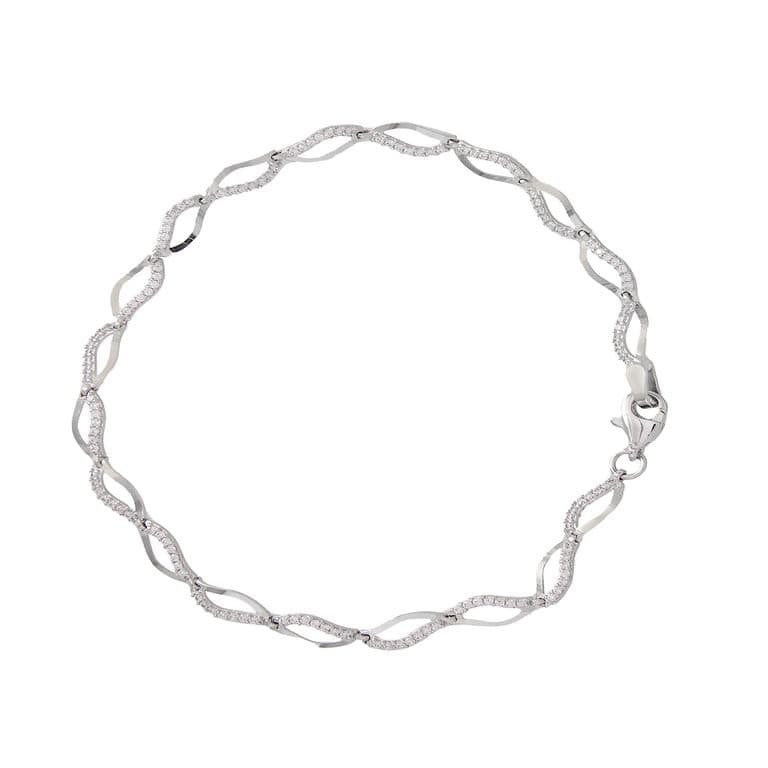 Pulsera de Oro 18kt Ondas Circon Amarillo 19