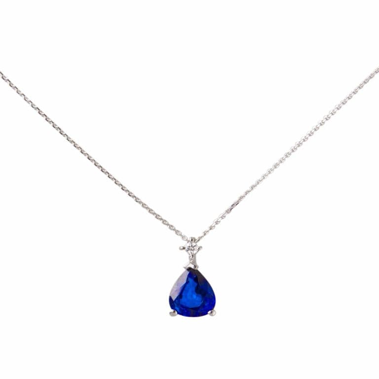 Collar Oro Blanco 18kt Diamantes 2Pts y 1,14 Quilates Zafiro Amarillo 50