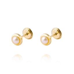 Aros de Oro 18kt Modelo de 3mm Perla Cultivada Amarillo 3