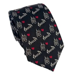 Corbata seda diseno chileno ROCK Luciacorbatas Negro TALLA UNICA