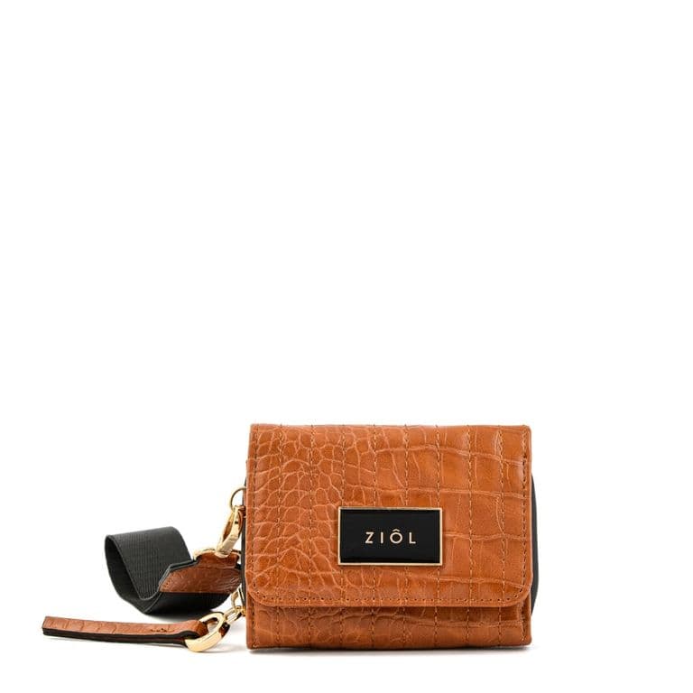 Billetera cierre exterior odzun camel Marron TALLA UNICA