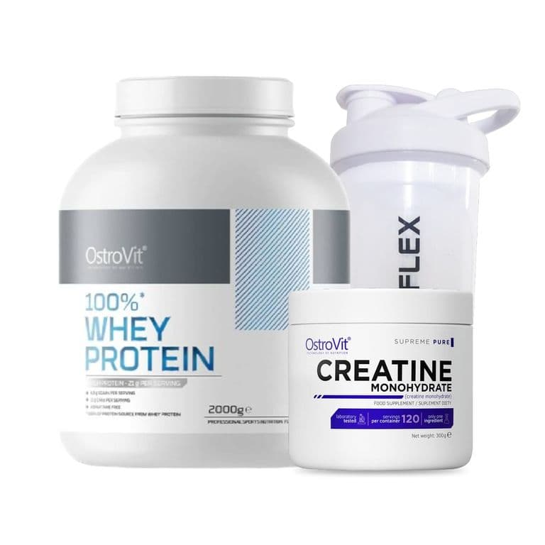 100 Whey Protein 2000g White Chocolate Creatina 300g shaker 750ml -