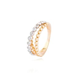 Anillo Oro Bicolor 18kt Bolitas Amarillas y Blancas Amarillo 13
