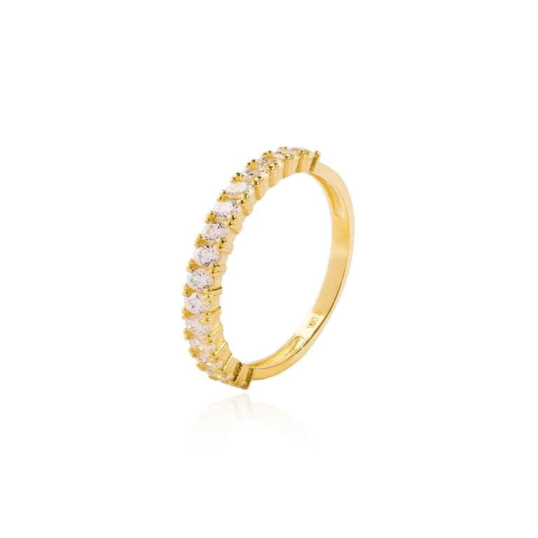 Anillo Compromiso de Oro 18Kt Medio Cintillo Delgado Amarillo 13