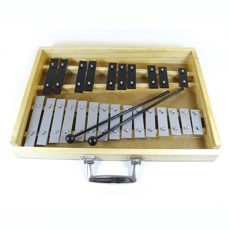 METALOFONO 25 NOTAS GRIS/NEGRO CAJA MADERA ALAGUEZ.