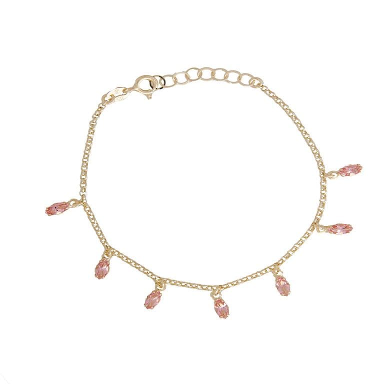 Pulsera Plata Esterlina 925 Rosa Francia Revestido Oro 18kt Amarillo 19