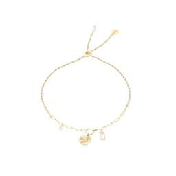 Pulsera Plata Esterlina 925 Ajustable Circonita Revestido Amarillo 24