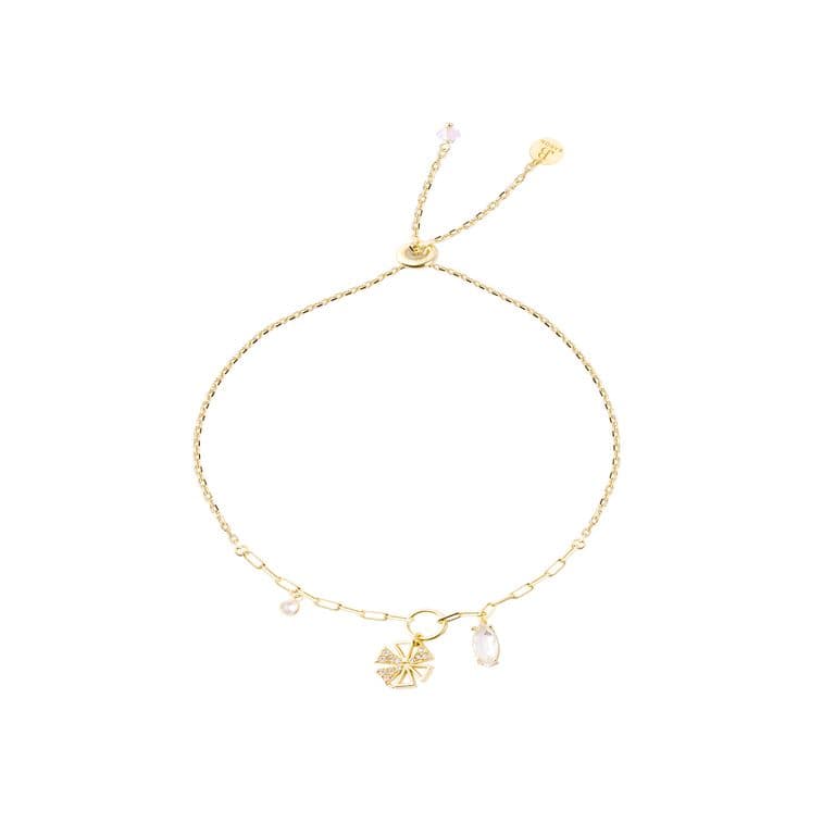 Pulsera Plata Esterlina 925 Ajustable Circonita Revestido Amarillo 24
