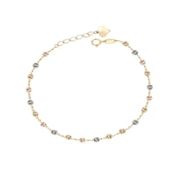 Pulsera de Oro 18kt Bolitas en Tricolor Amarillo 19