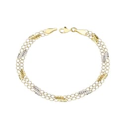 Pulsera de Oro 18kt Bicolor Doble Amarillo 19