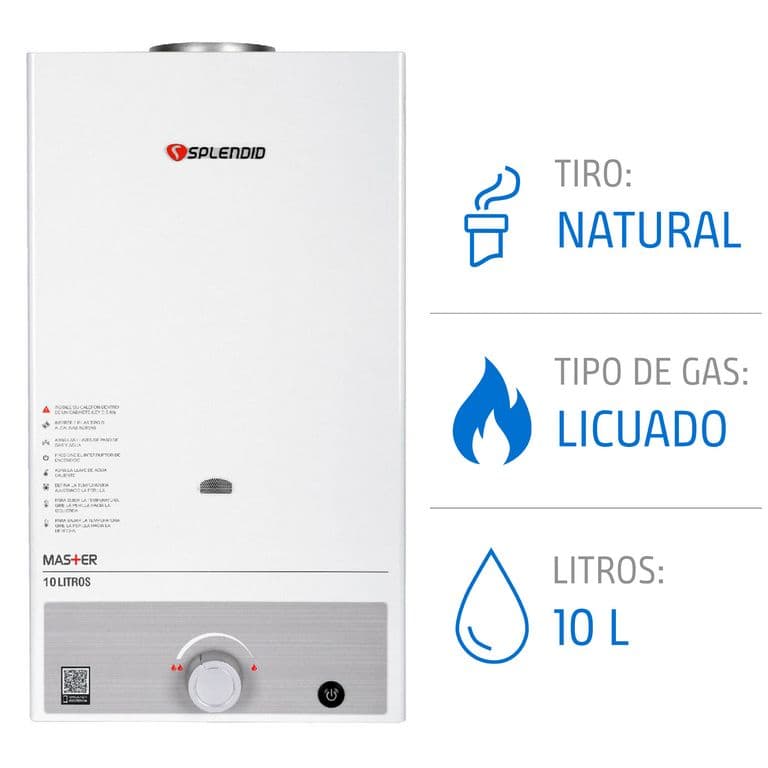 Pack Calefont 10 Litros Gas Licuado Tiro Natural + Regulador