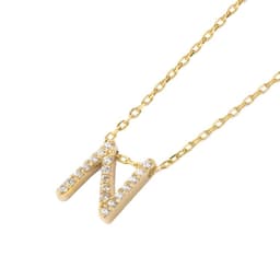 Collar Plata 925 Letra N Circon Revestido en Oro 18kt Amarillo 45