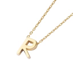 Collar de Plata Esterlina 925 Letra R Revestido en Oro 18kt Amarillo 45