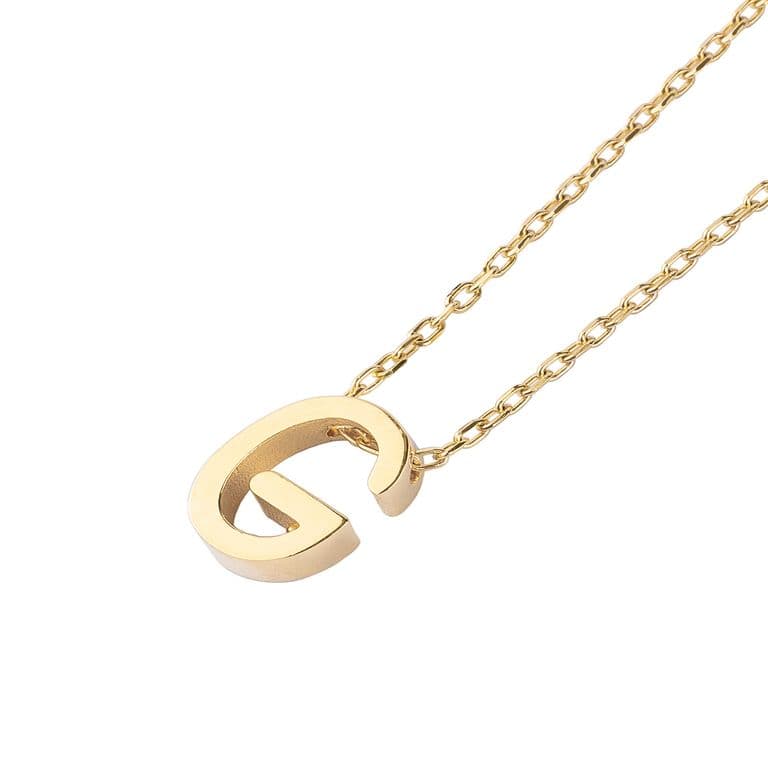 Collar de Plata Esterlina 925 Letra G Revestido en Oro 18kt Amarillo 45