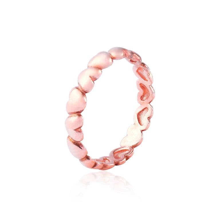 Anillo de Plata Esterlina 925 Corazones Rose Amarillo 11