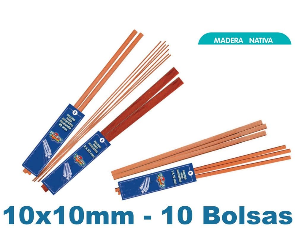 Palo Maqueta 10x10mm Rauli Bolsa 2palos - 10bolsas