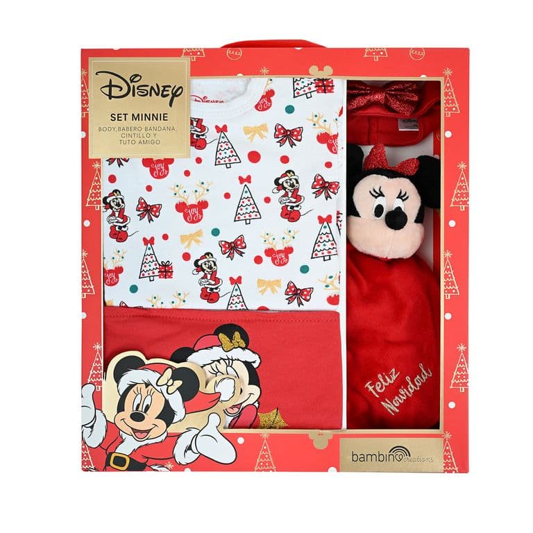 Set 4 Piezas Navidad Minnie Muerdago Nina 6-9M Rojo 6-9 MESES