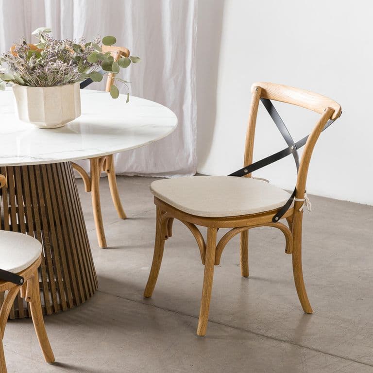 Silla Veracruz Con Cojin Natural Sh Amoble Castano