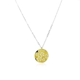 Collar Plata Esterlina 925 Colgante Flores Revestido Oro 18kt Amarillo 45