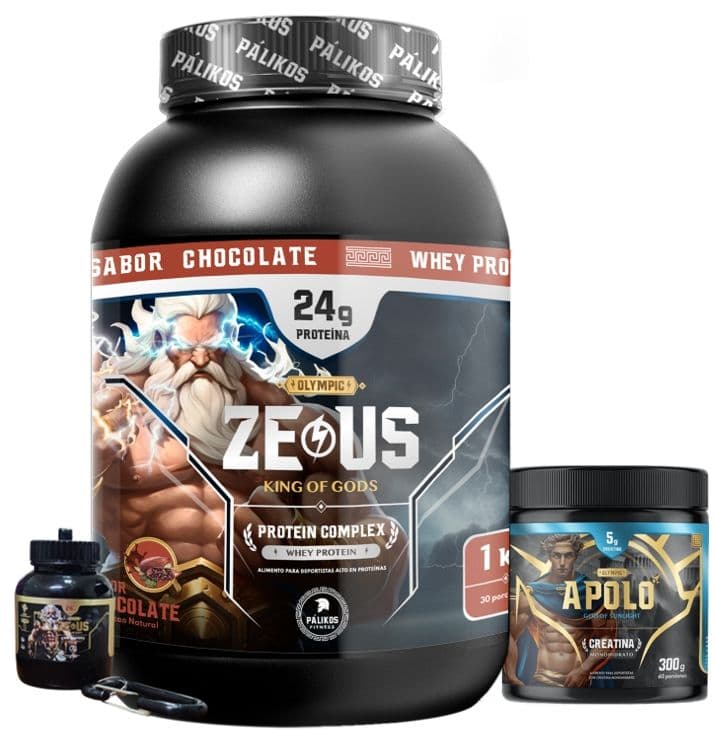 Proteina Zeus Complex 1kg Chocolate Creatina 300g Minibottle