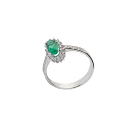 Anillo Oro Blanco 18kt Diamantes 19 Pts y 23 Pts Esmeralda Amarillo 12
