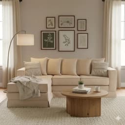 Seccional Provenza intercambiable 5 cuerpos Beige claro con Resortes Pocket y faldon