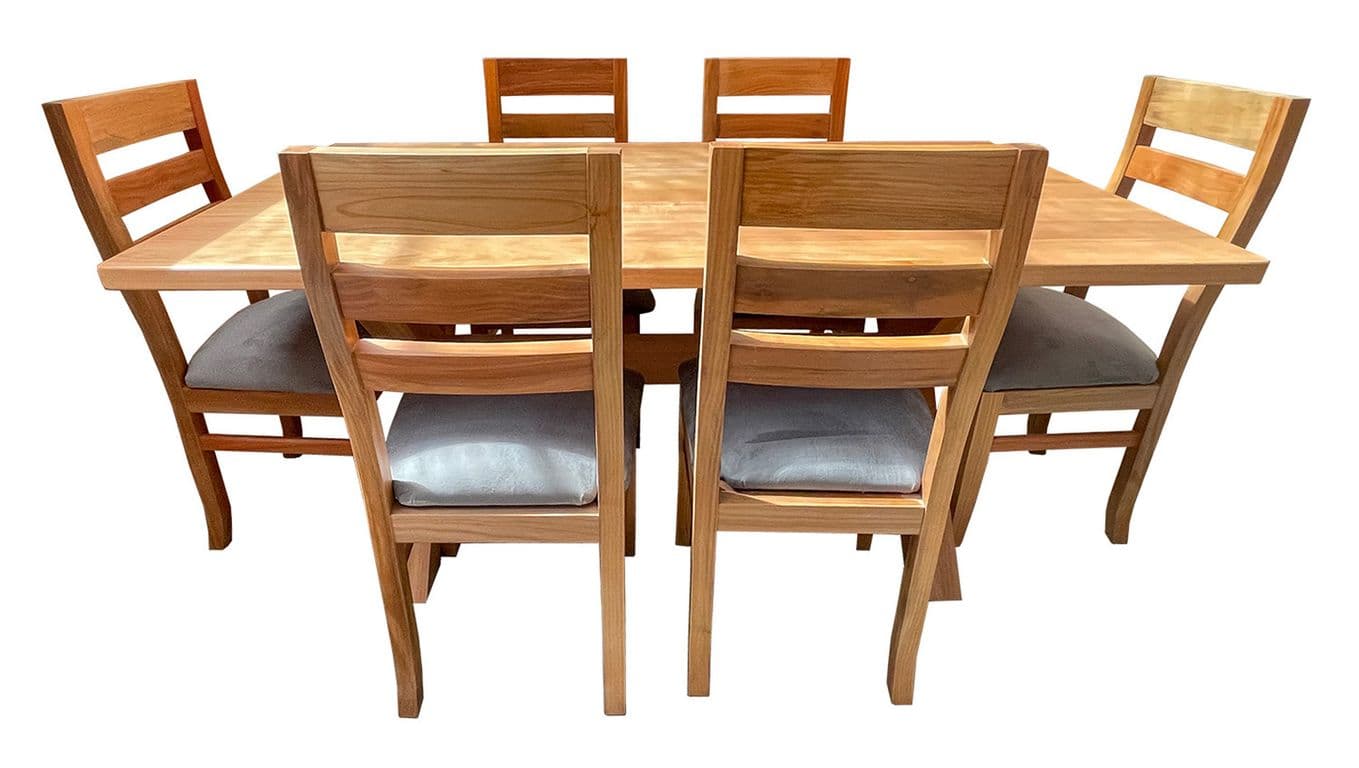 Comedor 6 Sillas Cruz 100x180 koke Gris