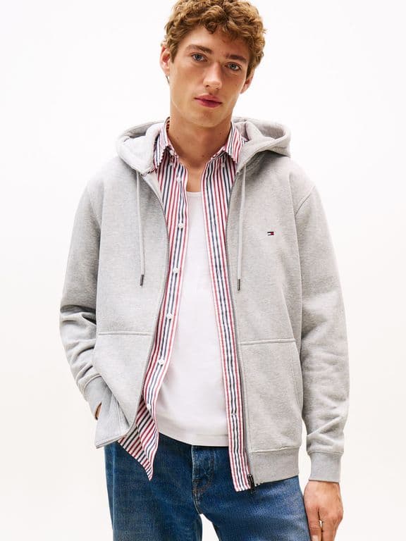 Poleron Hoodie Con Cierre Logo Gris Gris S