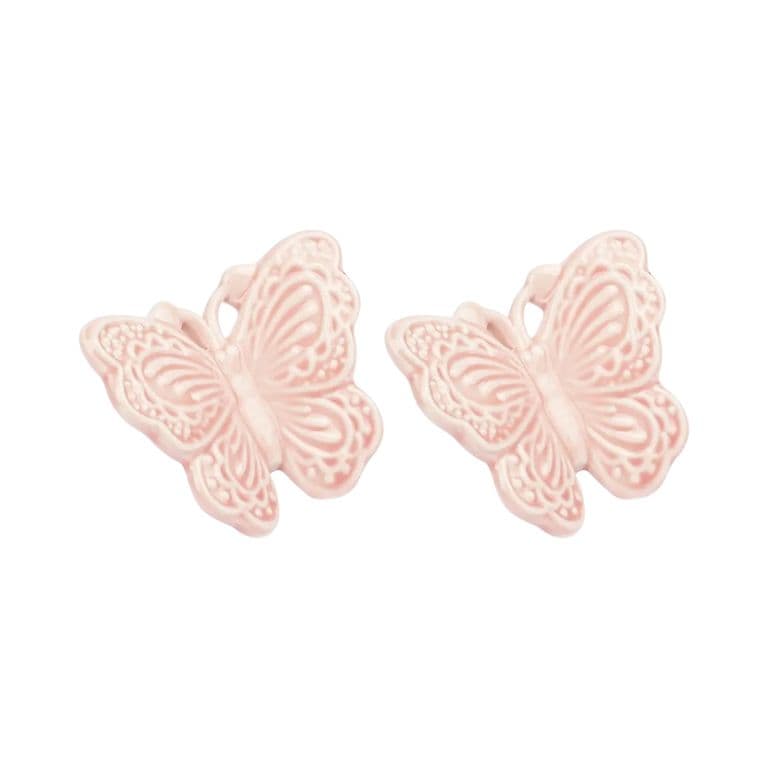 Combo X2 Figura Mariposa Ceramica Rosado 6 CM